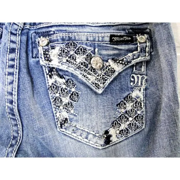 Miss Me‎ Cuffed Capri Crop Stretch Jeans Womens Size 28 Blue - Picture 6 of 13